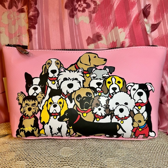 Marc Tetro Cosmetic Pouch - Pink w/ Dog Print - NWT $38 All My Dogs makeup bag - Picture 8 of 9